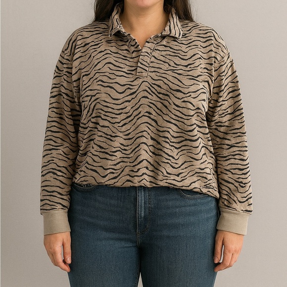 Jane & Delancey Size Large Long-Sleeve Zebra Printed Top. - Picture 1 of 6